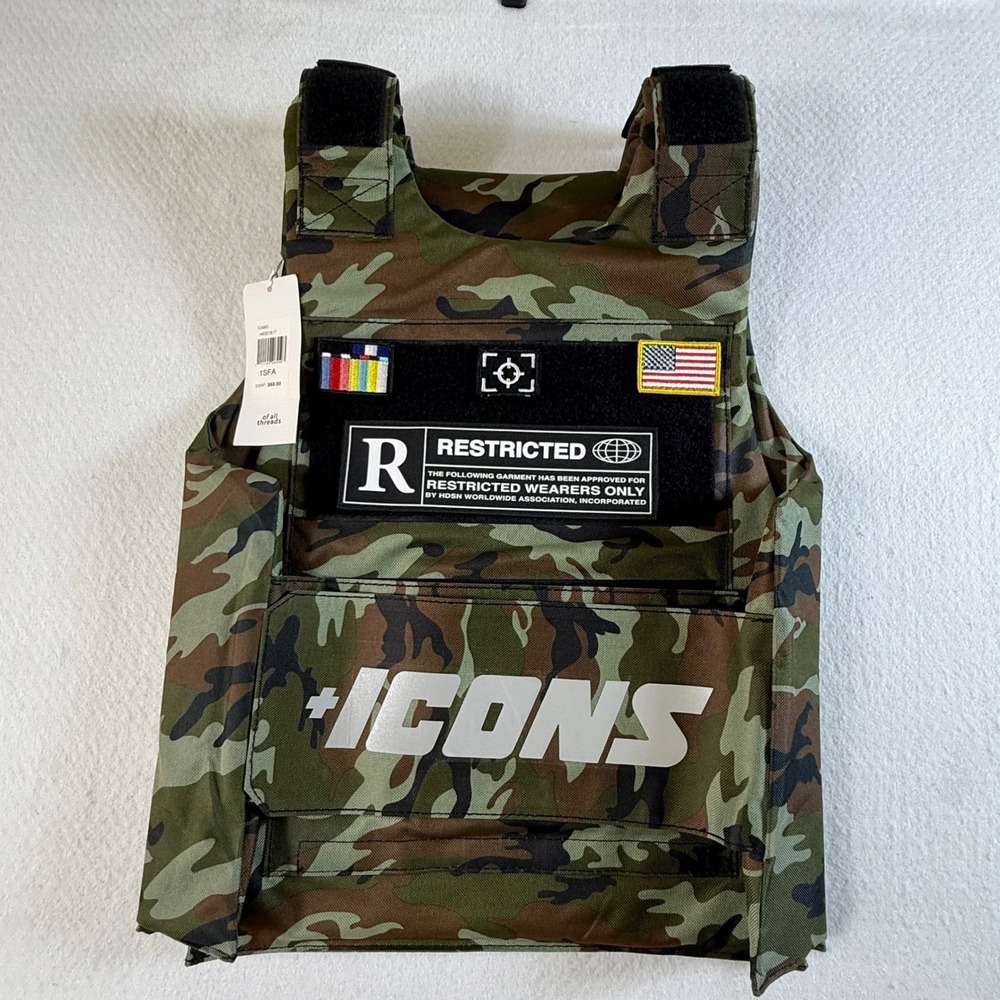 Of All Threads Tactical Vest Mens OSFA Camo ICONS Restricted Green Camo NEW - Picture 2 of 11
